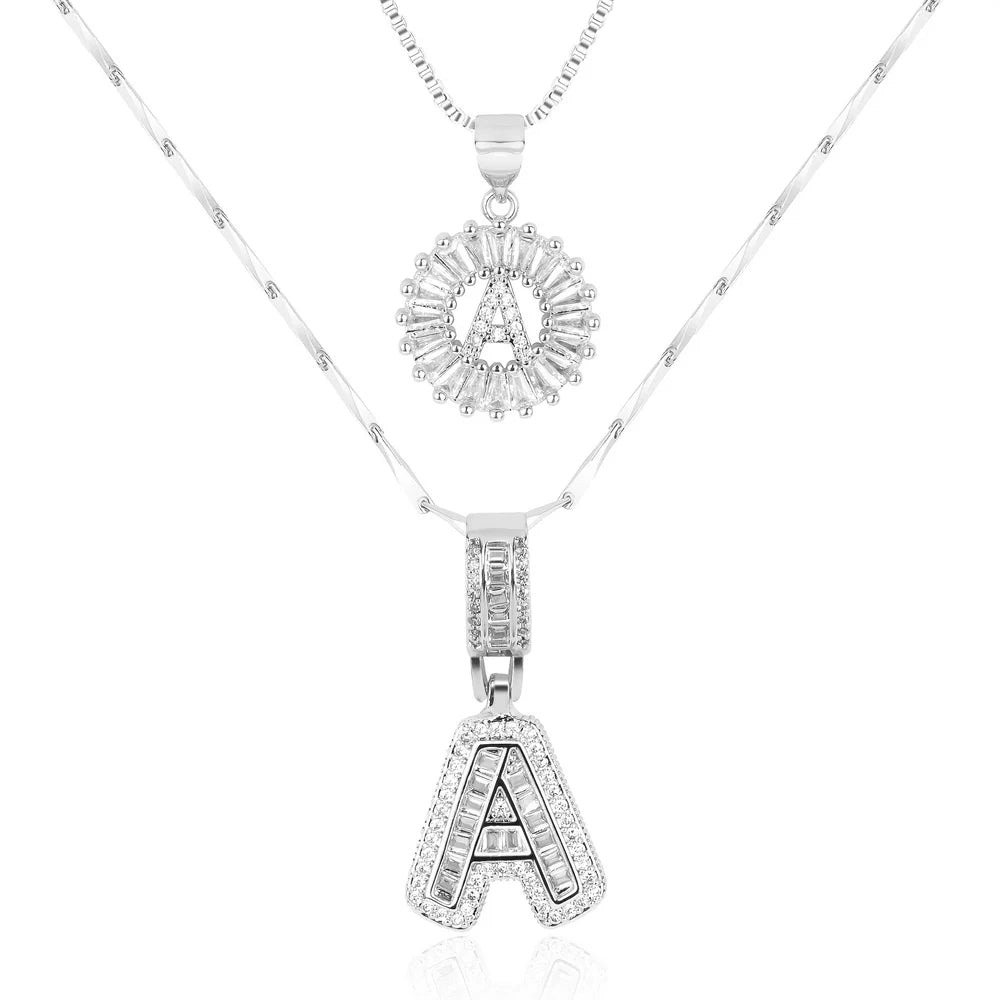 2pc 14k Diamond Letter Initial Necklaces